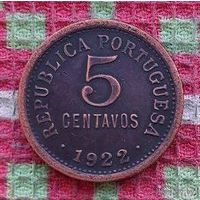 Португалия 5 сентаво 1922 года