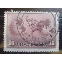 Австралия 1934 Авиаперелет Австралия-Англия, бог Меркурий на фоне карты ВЗ 7