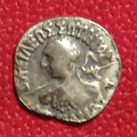 Древняя Греция короли Бактрии Менандр, (160 - 145 г.до н.э.)  Индо-греческий царь.  Серебряная драхма