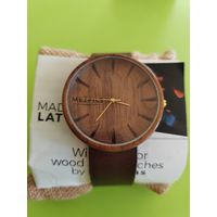 Мужские деревянные часы с ремешком из натуральной кожи, новые
