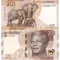 Южная Африка. ЮАР.  20 рэндов  2023 год    UNC  НОВИНКА  (номер банкноты  AD 86883784 B)