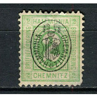 Германия - Хемниц - Местные марки - 1887 - Надпечатка (черн.) Герб на 2Pf - (есть тоноке место) - [Mi.11aa] - 1 марка. Чистая без клея.  (Лот 105CS)