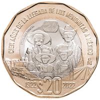 Мексика 20 песо 2022 Сто лет прибытия меннонитов в Мексику UNC