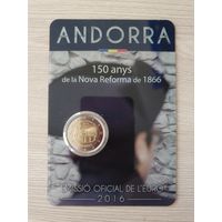 Монета Андорра 2 евро 2016 150 лет Новой реформе 1866 года БЛИСТЕР