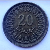 Тунис 20 миллимов, 1960 (3-14-210)