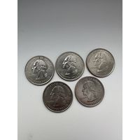 Квотеры 25 центов 2008 США - 5 шт.