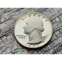 США. 25 центов (квотер, 1/4 доллара) 1981 S (Washington Quarter). (2).