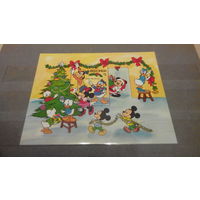 Рождество и Новый год, праздники, марки, Редонда, 1983, блок, елка, подарки, Уолт Дисней, мультфильмы