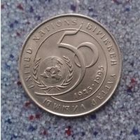 20 тенге 1995 года Казахстан. 50 лет ООН. Большая красивая монета!