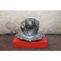 Пепельница "Голова собаки", времён СССР, силумин, высота 11 см.
