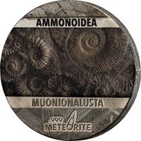 Ниуэ 5 центов 2021г. "Динозавры на метеорите: Аммонит". Монета в капсуле; сертификат. МЕТЕОРИТ - Muonionalusta. 5 гр.