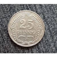 25 пфенниг 1912  J   Германия Отметка монетного двора:  "J" - Гамбург 25 pfennig 1912 J