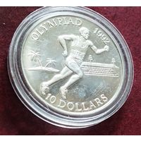 Серебро 0.925! Соломоновы Острова 10 долларов, 1991 XXV Летние Олимпийские игры, Барселона 1992
