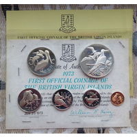 Британские Виргинские острова набор монет 1, 5, 10, 25, 50 центов, 1 доллар 1973 года. Proof.