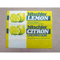 01-263 Обертка фантик от жевачки жевательной резинки Hitschler Lemon Citron Германия 1970-е