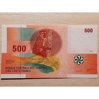 Коморы (Коморские острова возле Африки) 500 франков 2006. Полимер. UNC.