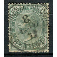 Королевство Италия - 1863 - Виктор Эммануил II 5С - [Mi.16] - 1 марка. Гашеная.  (Лот 60AD)