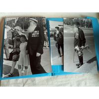 3 колоритных фото ветеранов ВОВ одним лотом Большой формат 1986 г съёмки