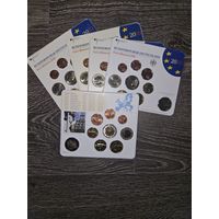 Германия 2010 год 5 наборов разных монетных дворов A D F G J. 1, 2, 5, 10, 20, 50 евроцентов, 1, 2 евро и 2 юбилейных евро. Официальный набор BU монет в упаковке.