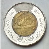 Канада 2 доллара 2017 г. 150 лет Конфедерации Канада. Полярное сияние