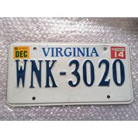 Авто номер США номерной знак штат Virginia usa   лот 9