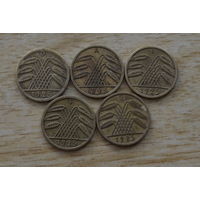 Германия 5 пфеннигов 1925 (разный монетный  двор)