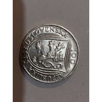 Монета 100 крон Чехословакия серебро