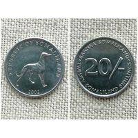 Сомалиленд 20 шиллингов 2002/ животные / собаки / FA