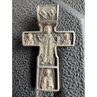 Крест двухсторонний спаситель святые 925 серебро с рубля