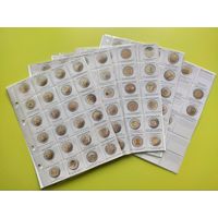 Комплект прозрачных листов с ячейками + информационных листов-разделителей для памятных монет номиналом 2 Евро (6 листов, 144 ячейки). Торг.