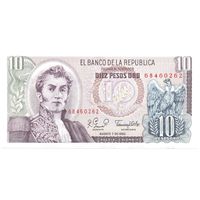 Колумбия. 10 песо 1980 г.