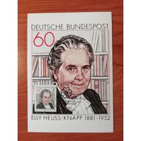 ФРГ 1981 Карт максимум марки "100 лет со дня рождения общественного деятеля Элли Хойс-Кнапп" Mi: 1082
