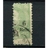 Португальские колонии - Индия - 1911 - Надпечатка нового номинала 6 REIS на 4 1/2R c вертикальным перфином - [Mi.249] - 1 марка. Гашеная.  (Лот 119Bi)