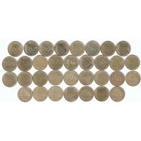 Франция 10 сантимов 1962-98 без повторов по годам набор 33 монеты