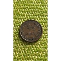 Нидерланды 1/2 цента 1885 г ( встречается реже )