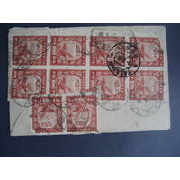 РСФСР 1922 год обратная сторона конверта 10 марок по 1000 руб. в том числе 7 и 16 марка с разновидностями