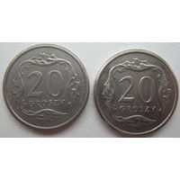 Польша 20 грошей 2007, 2015 гг. Цена за 1 шт.