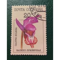 Марка СССР 1991 Орхидеи