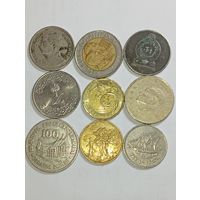 Азия  , 9 монет без повторов с рубля .
