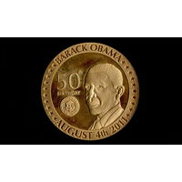 Барак Обама / 50 летие  / Сувенирная монета США / В капсуле + Футляр(*)