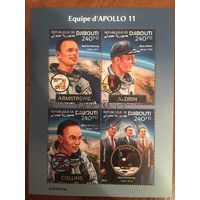 Джибути 2019. Астронавты миссии Аполло 11. Блок.