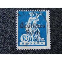 Германия 1920 г. Надпечатка на марке Баварии.