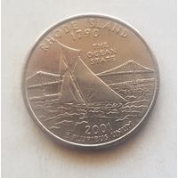 25 центов США 2001 г. штат Род-Айленд D