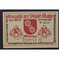10 пфеннигов 1921 года - Германия (Майнц) - нотгельд - UNC