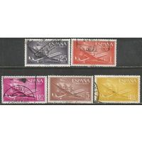 Испания. Авиа. Самолёт "Каравелла". 1955г. Mi#1057-61. Серия.